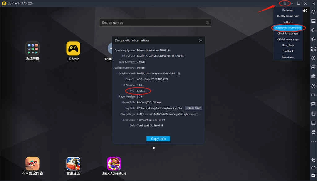 check whether vt is enabled