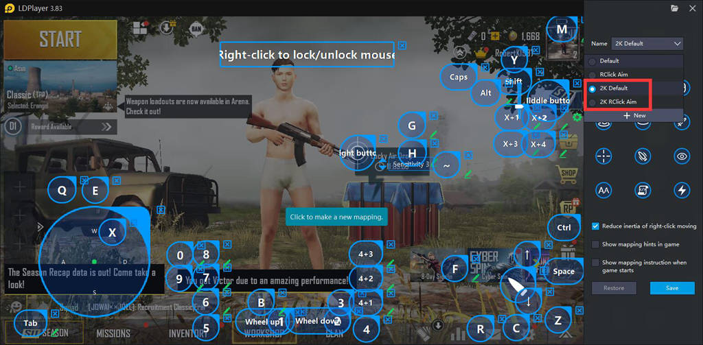 Select Keyboard Mapping for PUBG Mobile