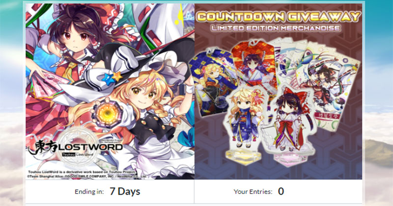 Touhou Lost word Countdown Giveaway started - 03rd of May 2020