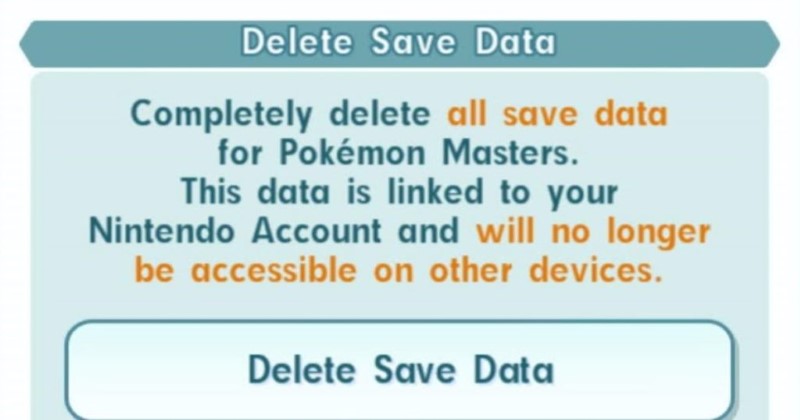 Pokémon Master Delete Save Data