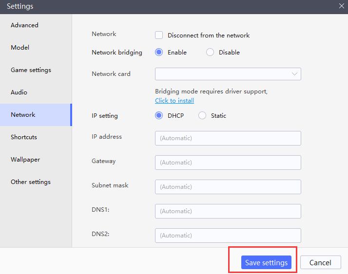 How to set up network bridging on the Android emulator LDPlayer