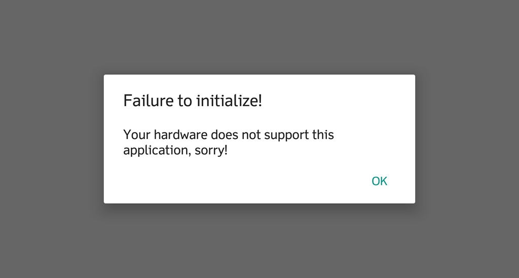 Failure To Initialize Your Hardware Does Not Support This Application