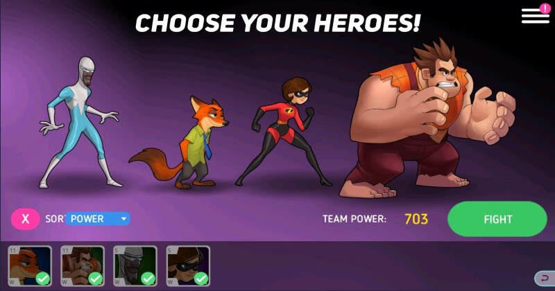 Disney Heroes Battle Mode Hero Selection