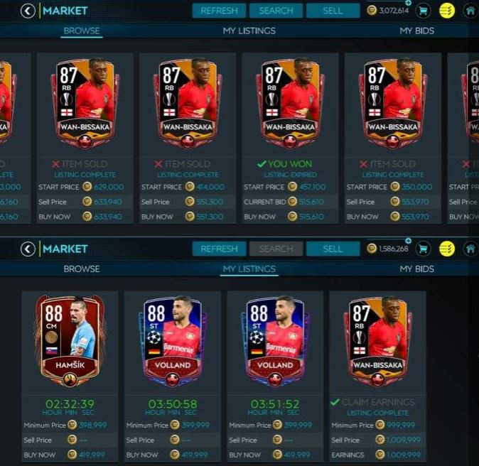 FIFA Mobile 21 Past Event Cards