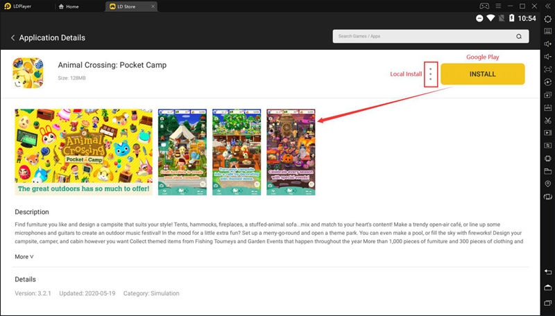 Step 2: Search and download Animal Crossing: Pocket Camp from LD Store