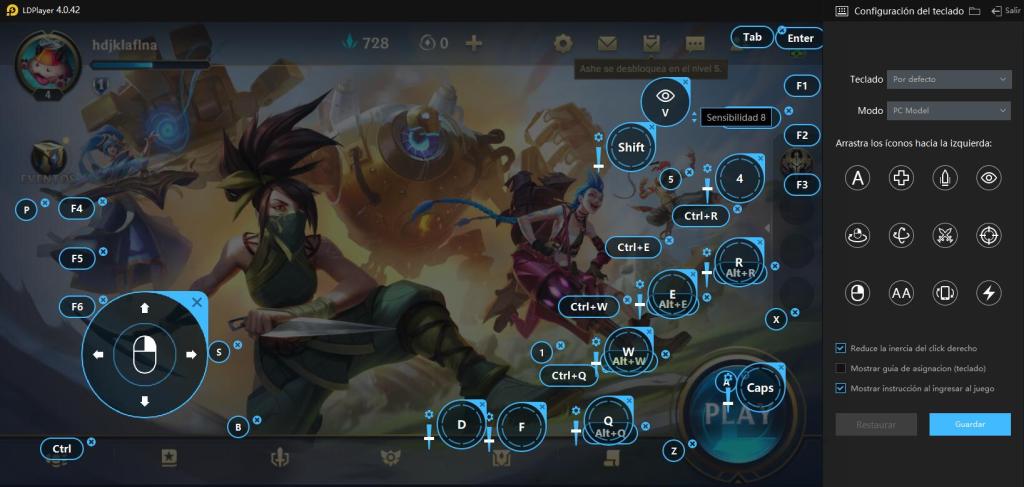 ¿Cómo usar la asignación exclusiva de teclas en League of Legends: Wild Rift en LDPlayer?