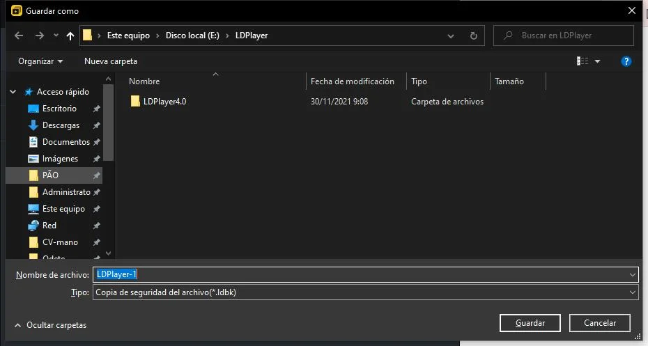 ¿Cómo hacer una copia de seguridad y restaurar los datos del emulador?