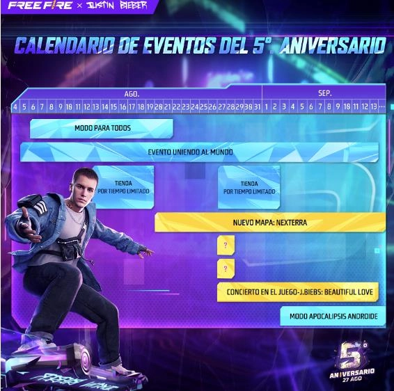 5º ANIVERSARIO DE FREE FIRE: Eventos, recompensas y regalos