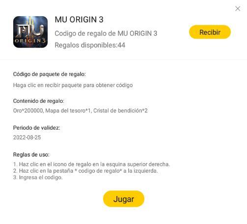 MU ORIGIN 3 -  Códigos de regalo