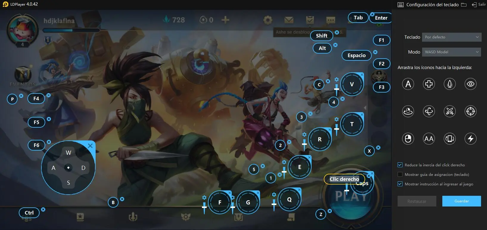 ¿Cómo usar la asignación exclusiva de teclas en League of Legends: Wild Rift en LDPlayer?