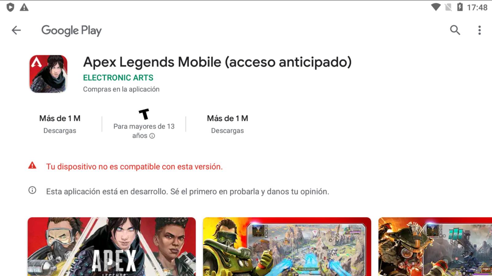 ¿Cómo resolver el problema de ¨Tu dispositivo no es compatible con esta versión”de Apex Legends Mobile en Play Store?