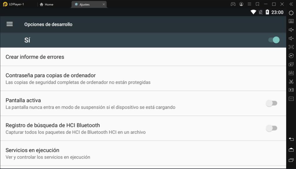 ¿Cómo habilitar el modo de desarrollador en emulador?