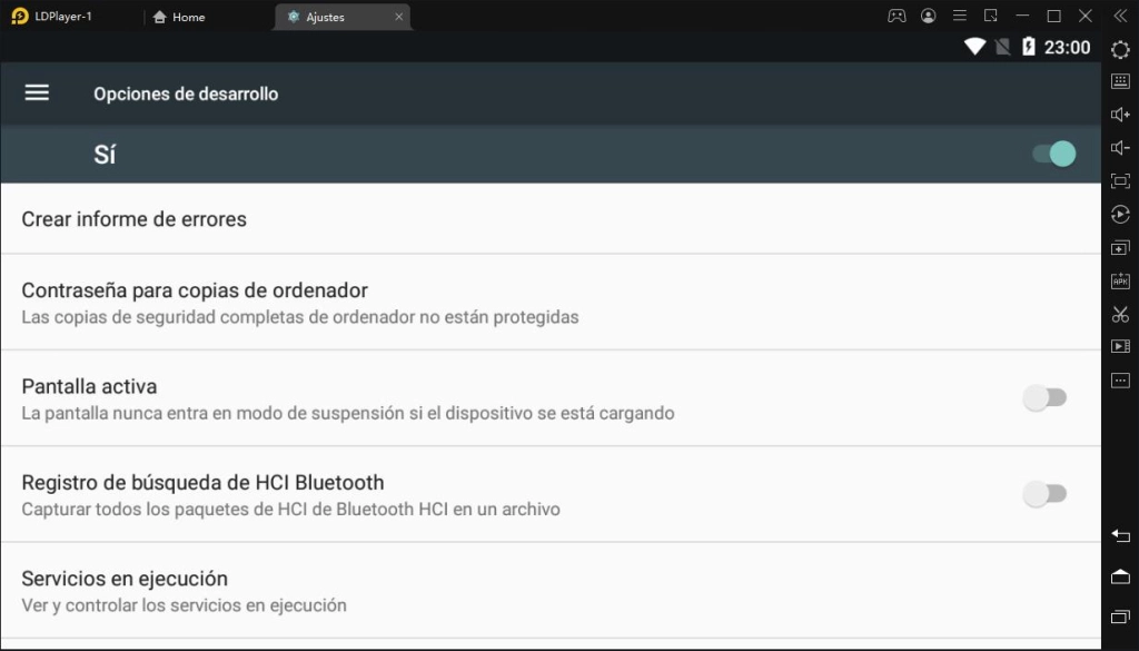 ¿Cómo habilitar el modo de desarrollador en emulador?