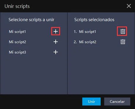 ¿Cómo unir scripts en el emulador?