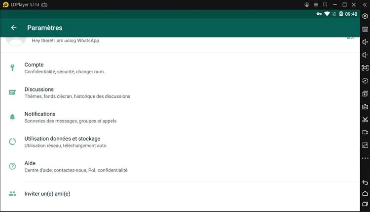 Configuration du compte WhatsApp