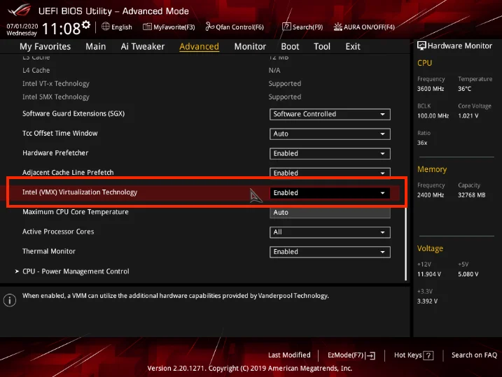 Activer VT ASUS