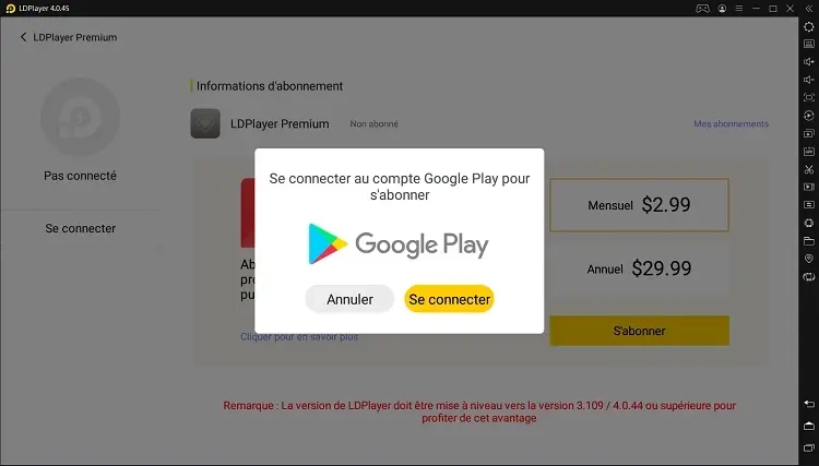 Se connecter au Google