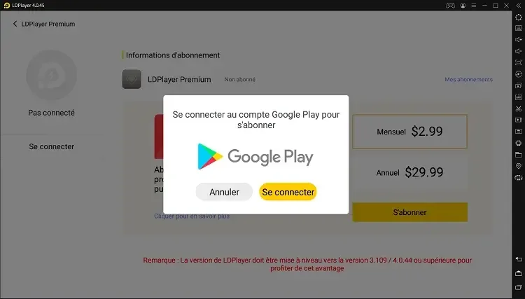 Se connecter au Google