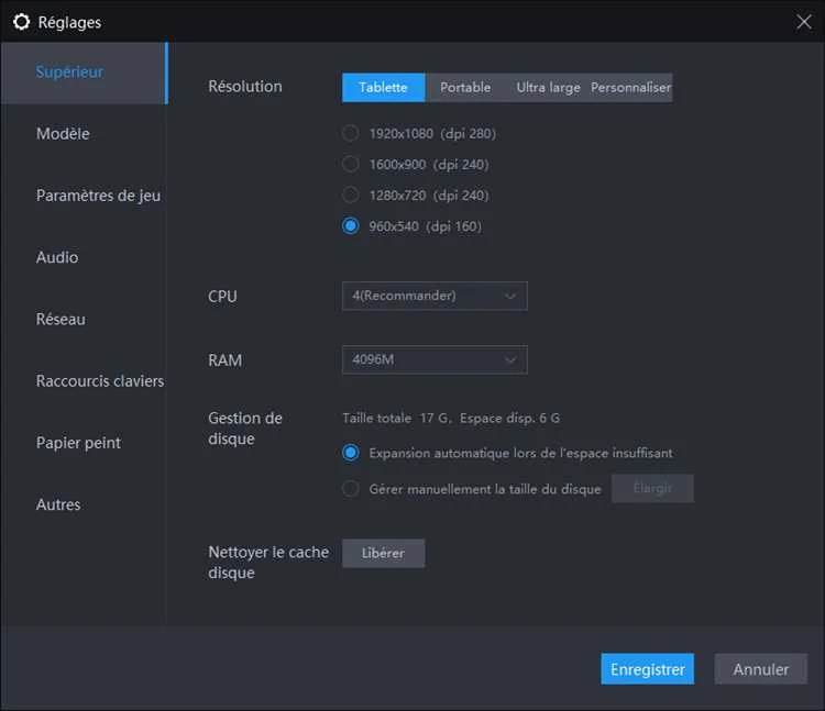 Parametre du jeu