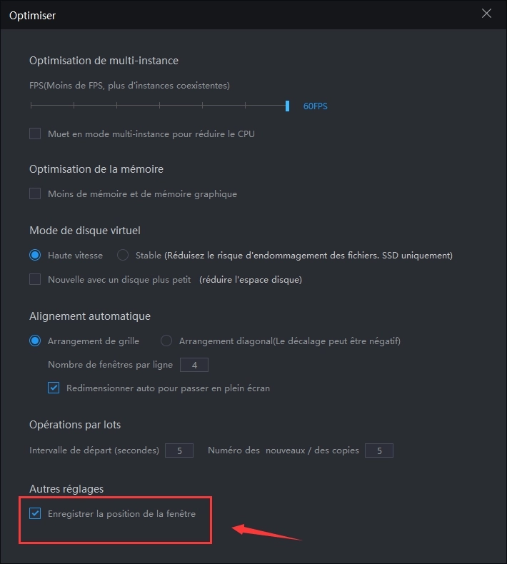 Se souvenir de la position et de la taille