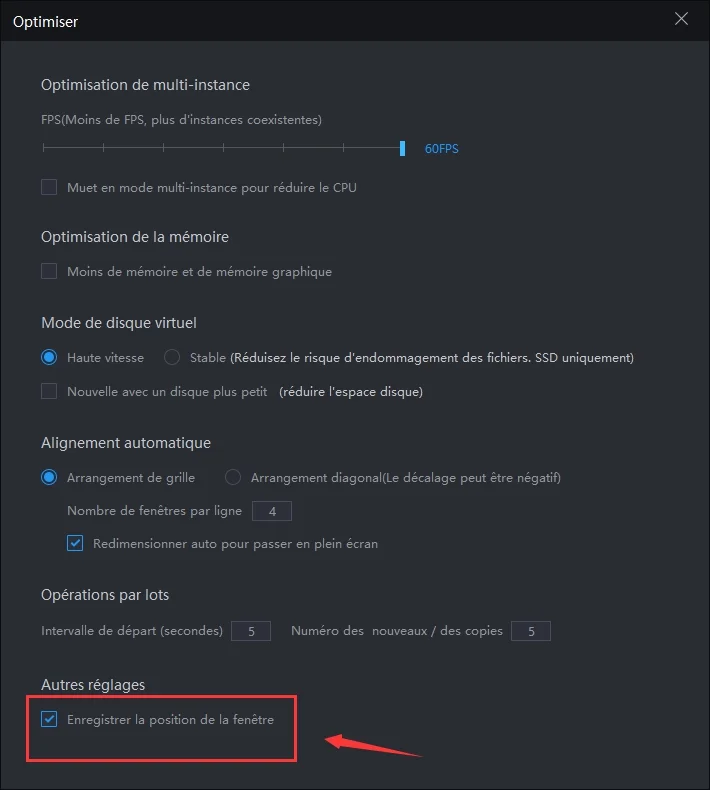 Se souvenir de la position et de la taille