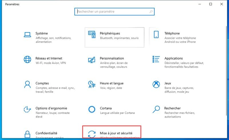 Mise à Jour et Sécurité Windows