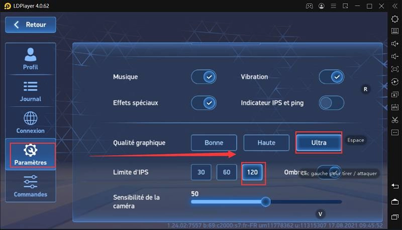 Jouer au jeu avec 120 FPS