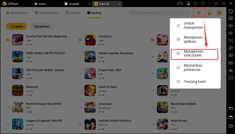 Cara install , ekstrak paket instalasi apk aplikasi dan game di LDPlayer