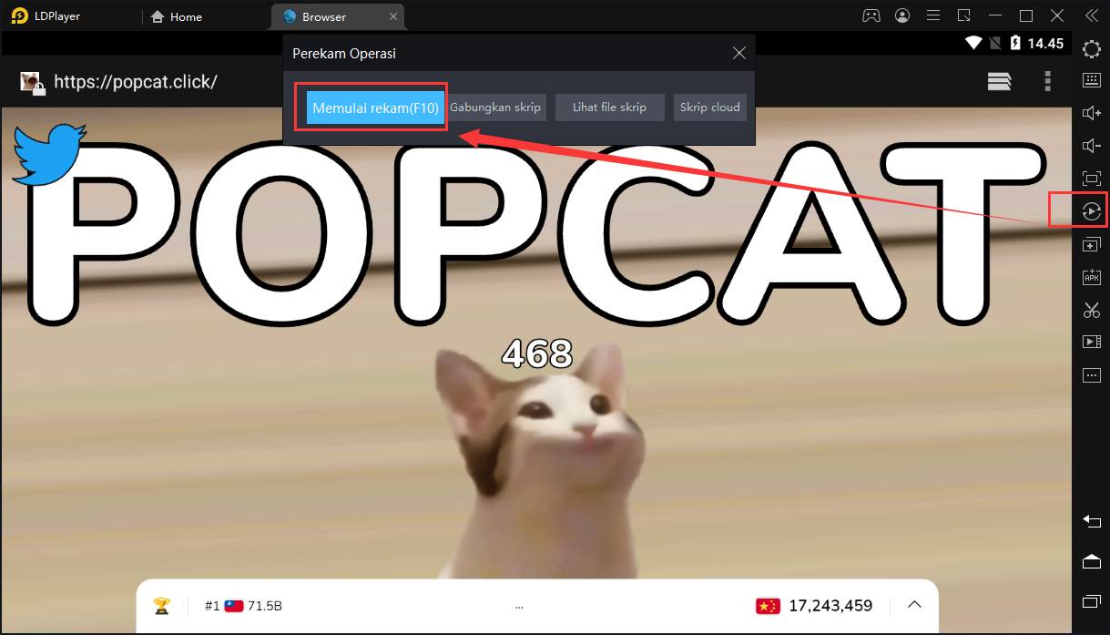 Panduan Popcat klik otomatis combo