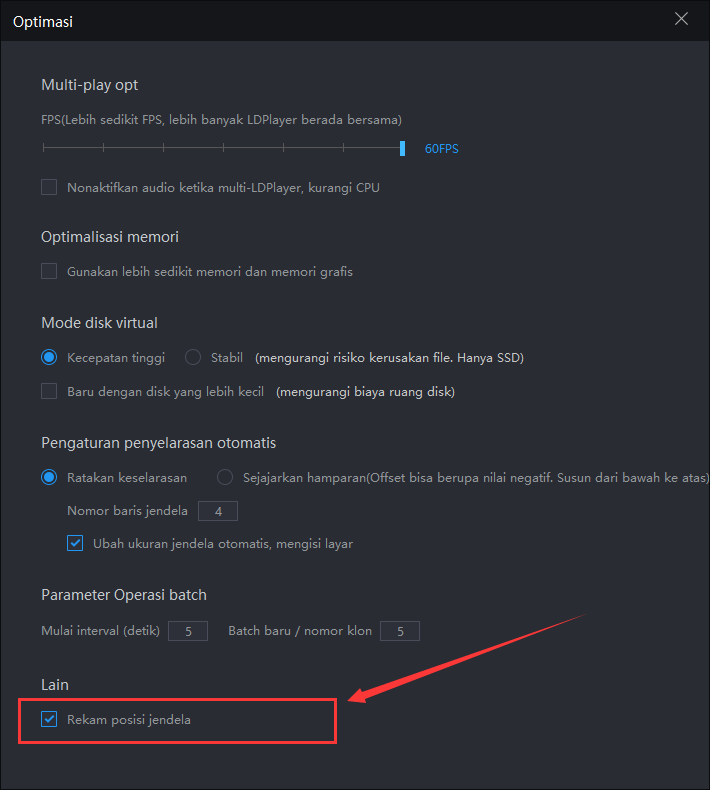 Cara ingatkan posisi jendela emulator
