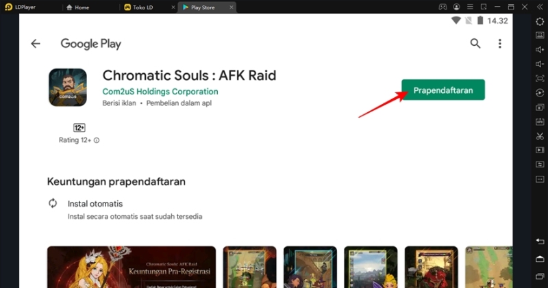 lakukan preregister game chromatic souls afk raid di emulator ldplayer