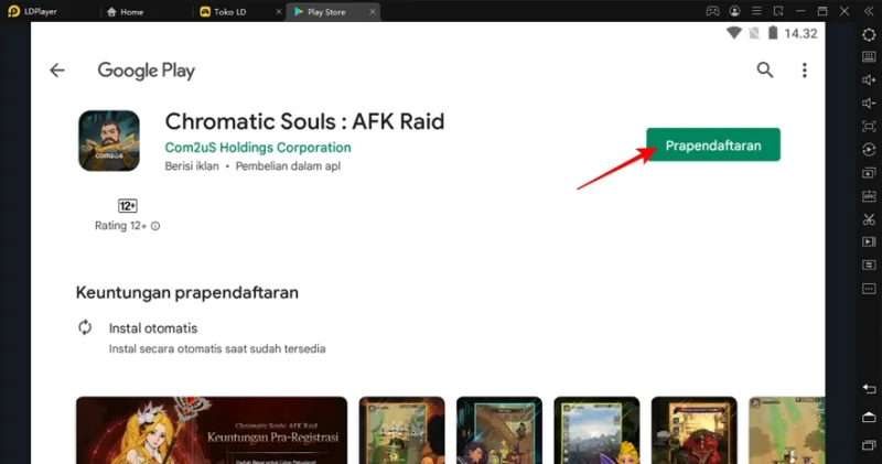 lakukan preregister game chromatic souls afk raid di emulator ldplayer