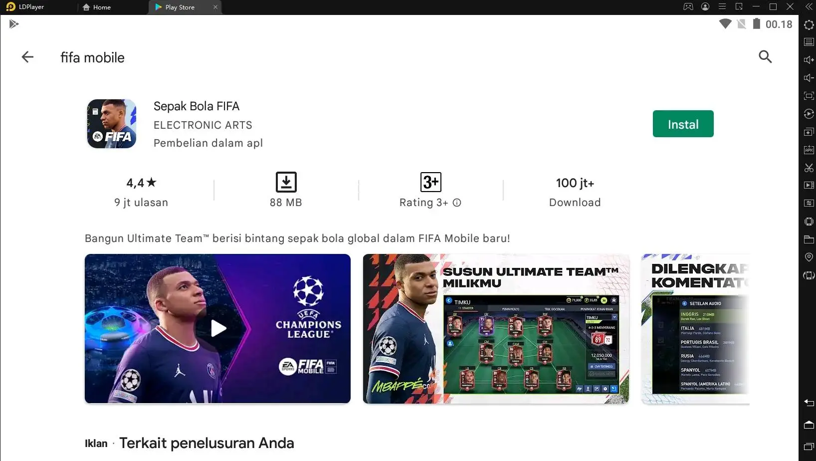 cara main fifa mobile di emulator ldplayer