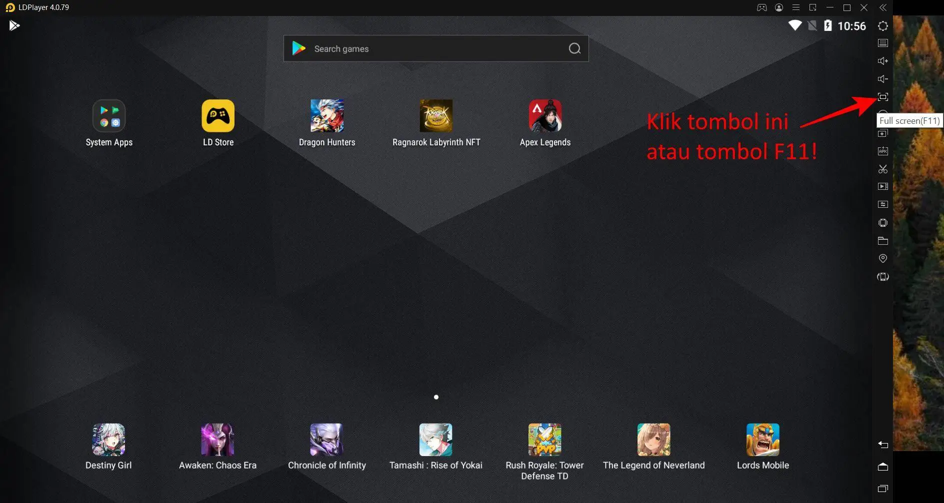 cara layar penuh full screen di emulator ldplayer