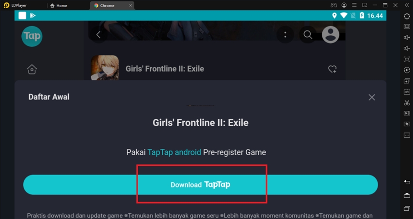 cara daftar Girls Frontline 2: Exilium di taptap