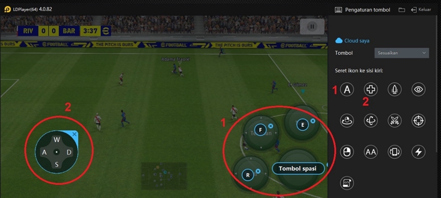 pemetaan tombol efootball emulator ldplayer pc keyboard