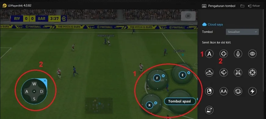 pemetaan tombol efootball emulator ldplayer pc keyboard