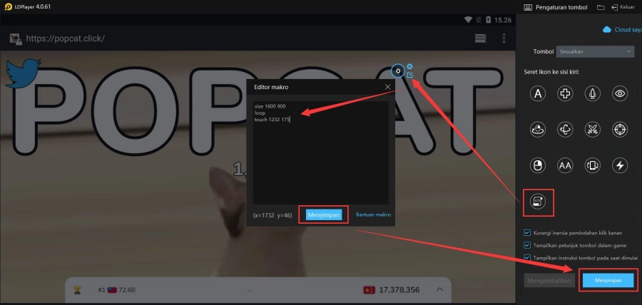 Panduan Popcat klik otomatis combo