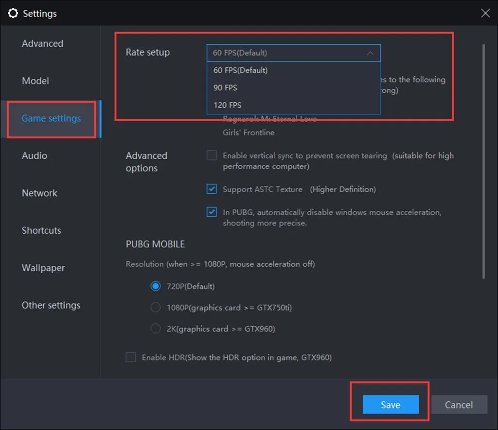 Pengaturan FPS / Grafik Tinggi untuk Game Android Emulator