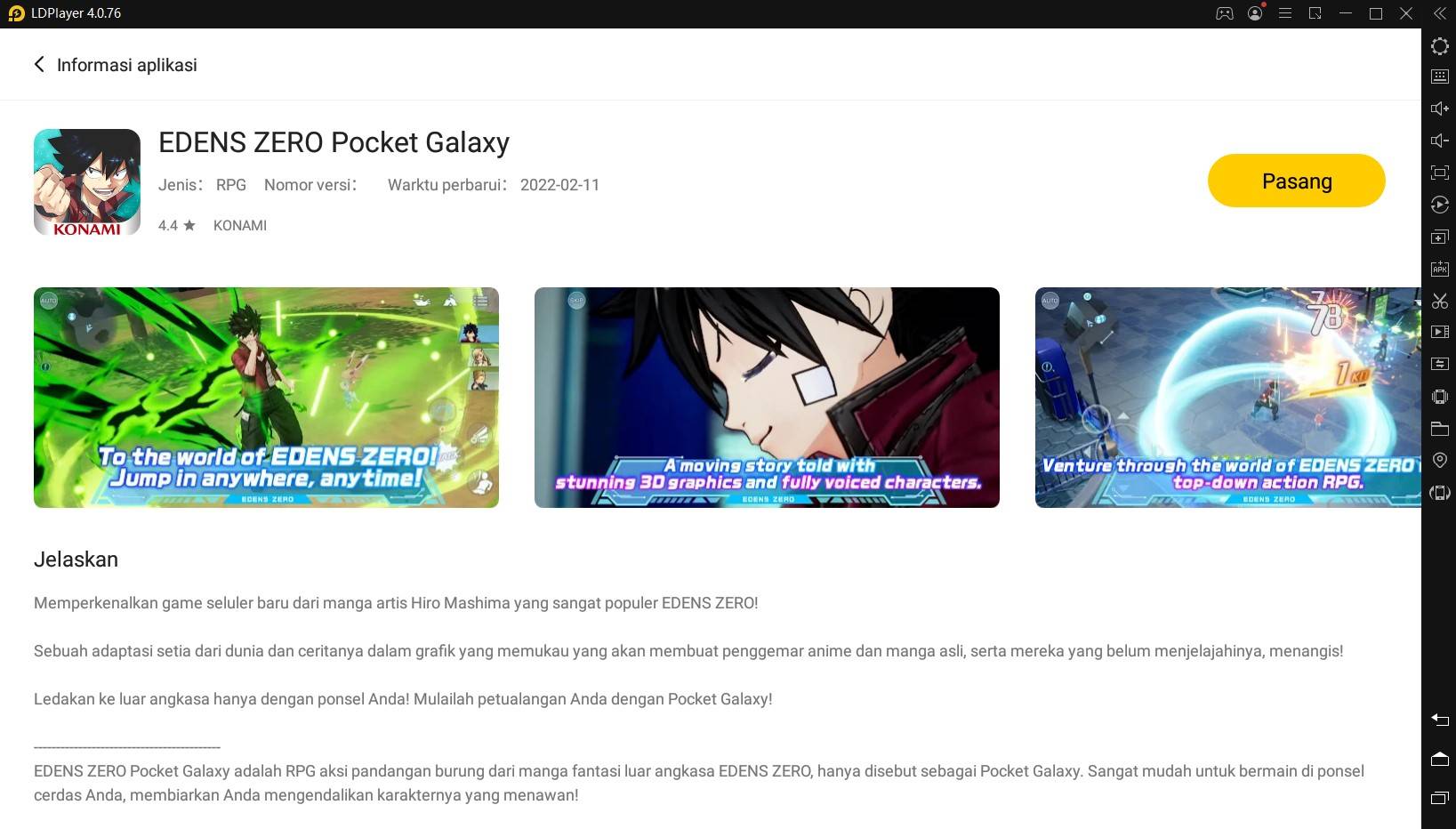 download dan mainkan edes zero pocket galaxy di pc dengan emulator ldplayer