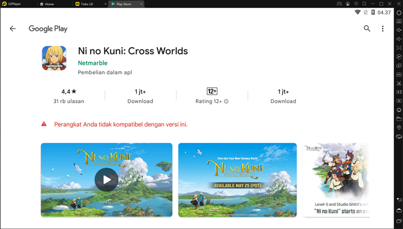 Memperbaiki game Ni no Kuni: Cross Worlds mengatakan perangkat tidak kompatibel dengan versi ini atau tidak dapat ditemukan