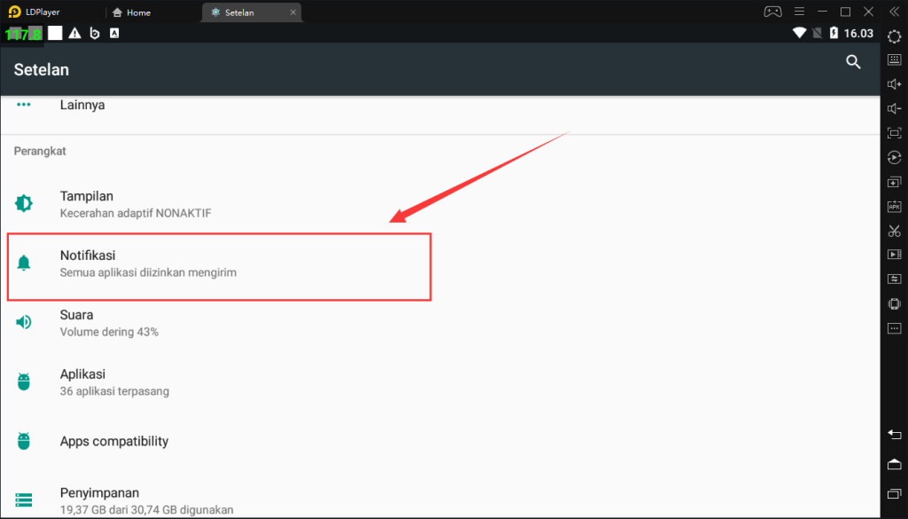 Matikan notifikasi pada LDPlayer Anda untuk mengurangi penggunaan CPU