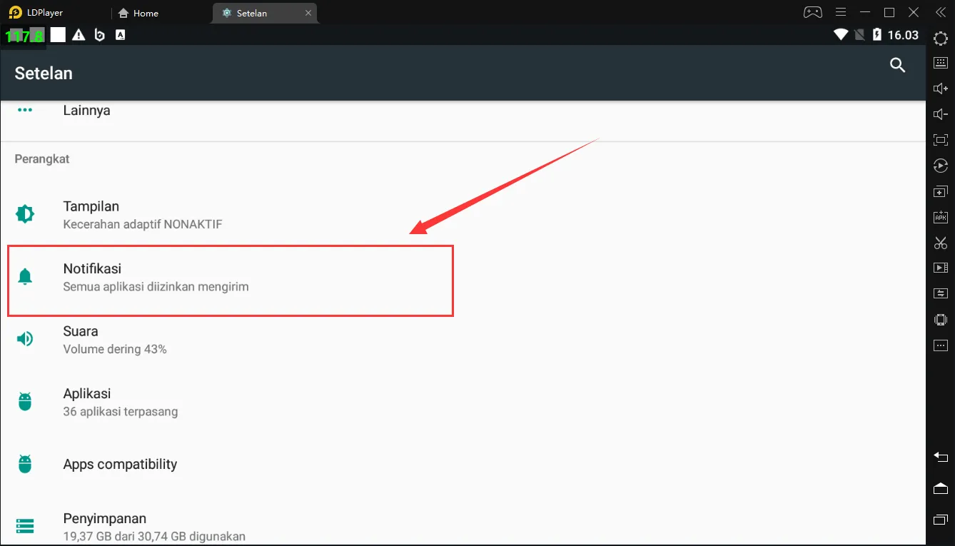 Matikan notifikasi pada LDPlayer Anda untuk mengurangi penggunaan CPU