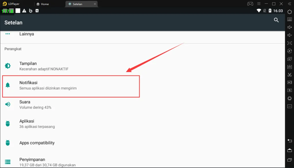 Matikan notifikasi pada LDPlayer Anda untuk mengurangi penggunaan CPU