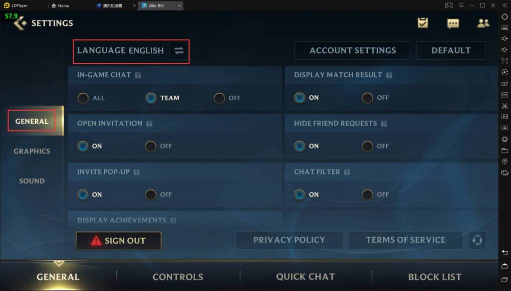 Cara League of Legends: Wild Rift mengganti bahasa di LDPlayer