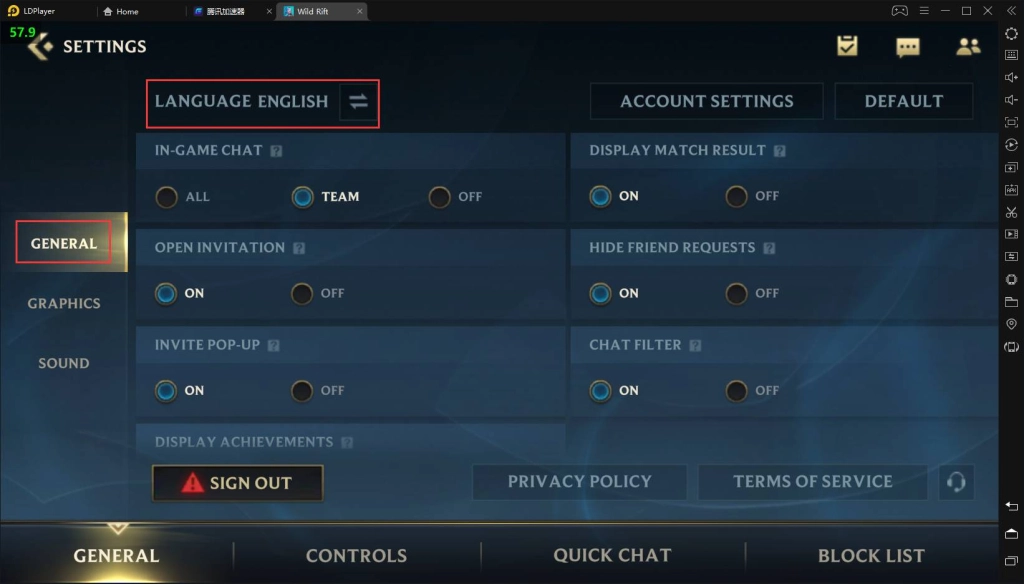 Cara League of Legends: Wild Rift mengganti bahasa di LDPlayer