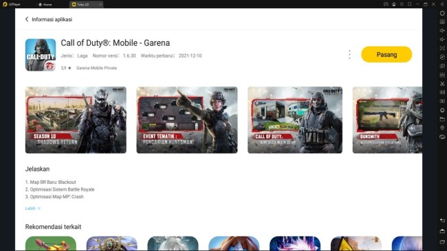 unduh dan mainkan call of duty mobile di emulator ldplayer