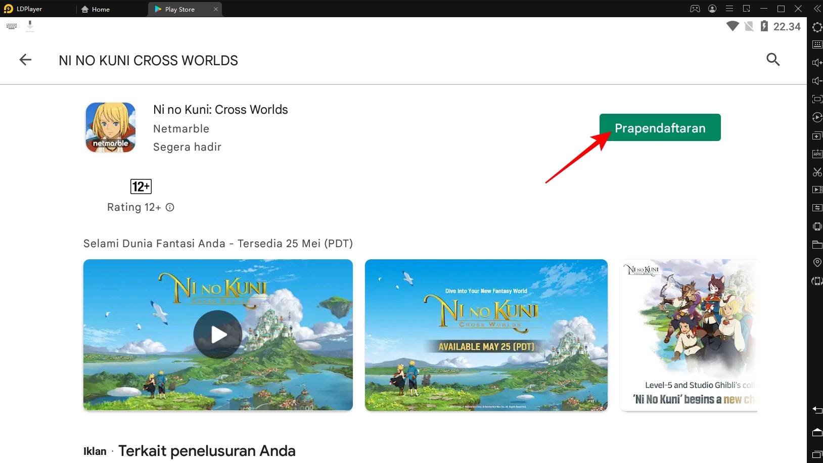 NI NO KUNI CROSS WORLDS download main di pc emulator