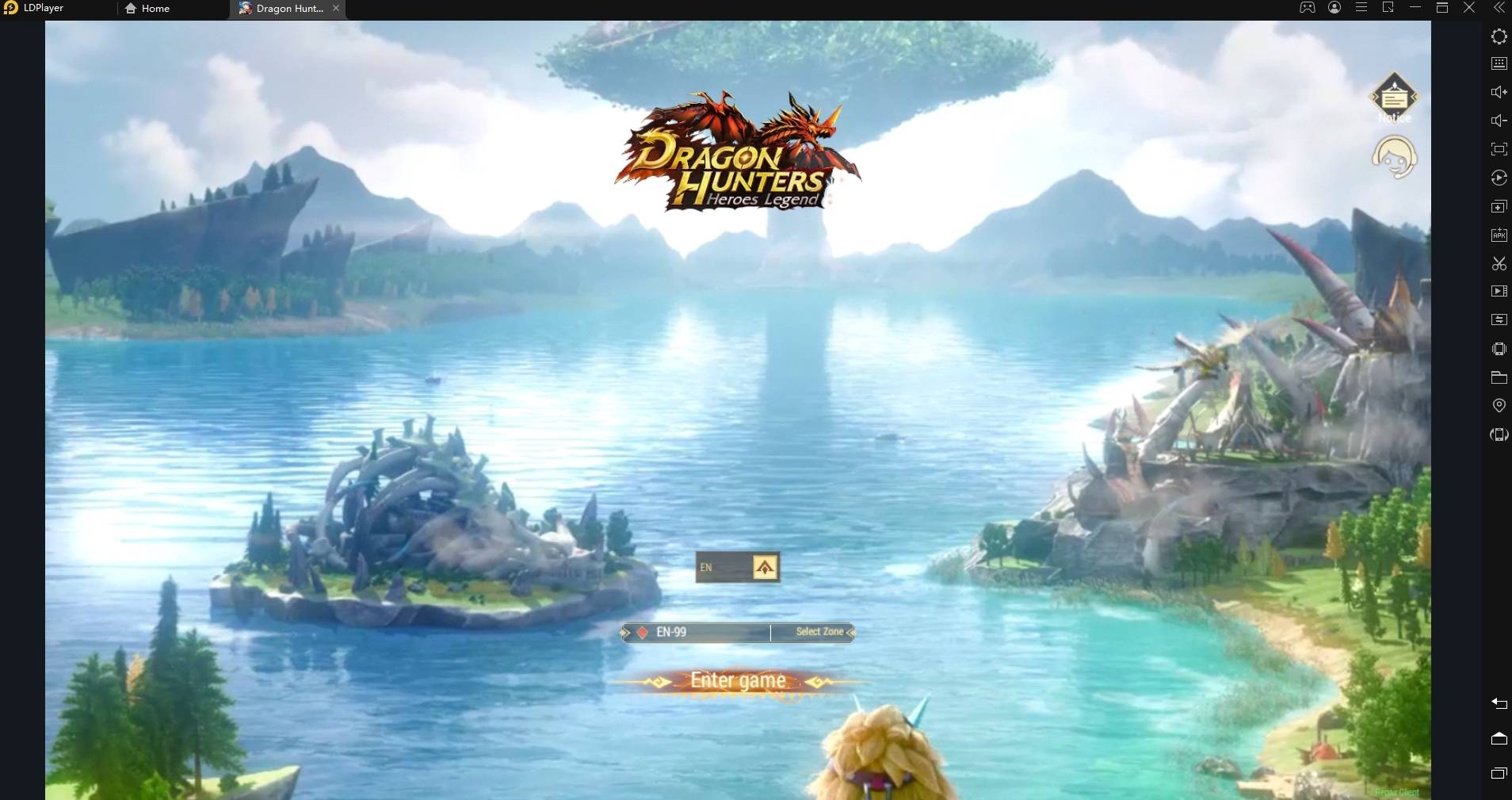 setting tampilan lansekap landscape layar game dragon hunters