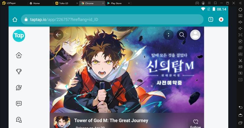 cara main game Tower of God The Great Journey di emulator